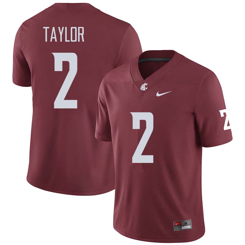 Men #2 Robert Taylor Washington State Cougars College Football Jerseys Sale-Crimson - Click Image to Close
